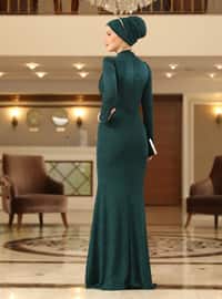 Emerald - Fully Lined - Crew neck - Modest Evening Dress