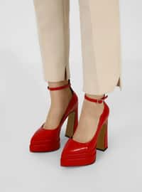 أحمر - حذاء كعب عالي - أحذية سهرة