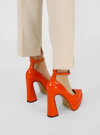 Orange - High Heel - Evening Shoes