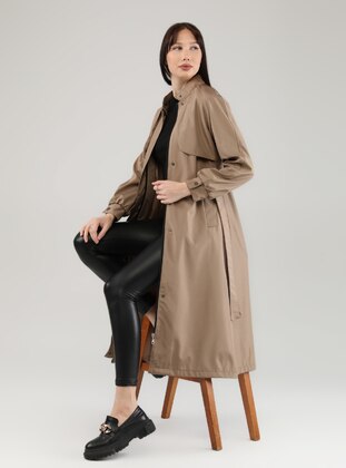 Mink - Unlined - Double-Breasted - Trench Coat - Jamila
