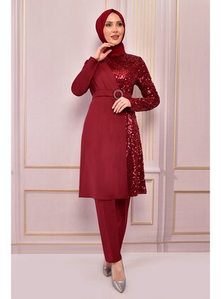 Burgundy - Evening Suit - Moda Merve