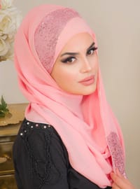 لون القرنفل - زهري فاتح - من لون واحد - حجابات جاهزة