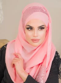 لون القرنفل - زهري فاتح - من لون واحد - حجابات جاهزة