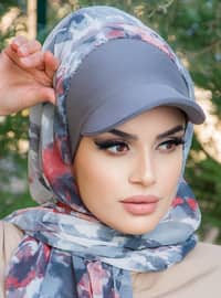 Grey - Printed - - Instant Scarf