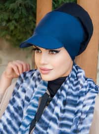 Navy Blue - Printed - - Instant Scarf