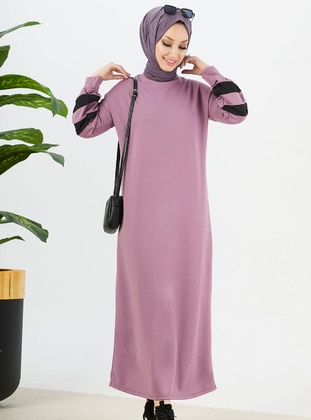 Lilac - Crew neck - Unlined - Modest Dress - Tofisa