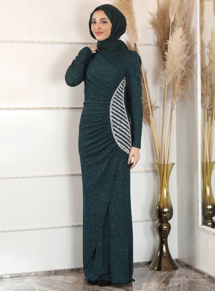 Emerald - Fully Lined - Crew neck - Modest Evening Dress  - Semra Aydın