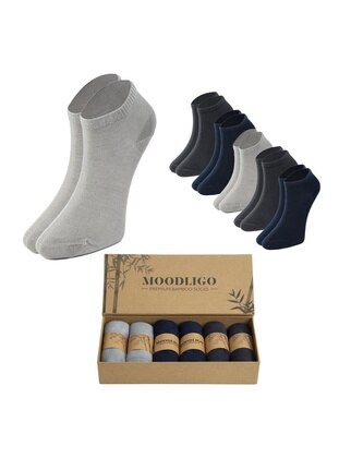Navy Blue - Gray - Socks - Moodligo