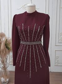 Burgundy - Fully Lined - - Modest Evening Dress