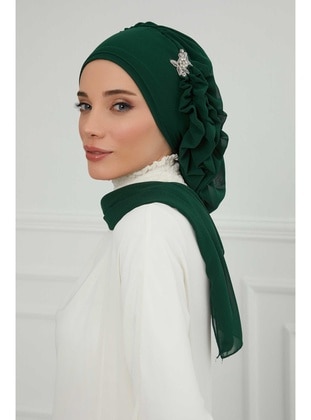 أخضر غامق - حجابات جاهزة - Aisha`s Design