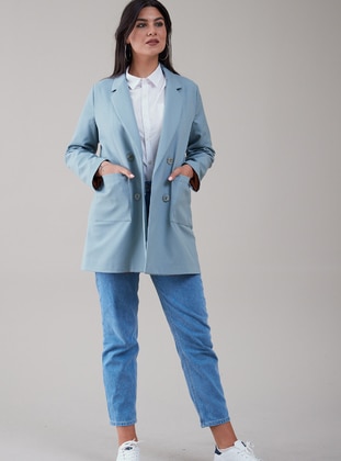 Icy Blue - Fully Lined - Shawl Collar - Jacket - SAHRA AFRA