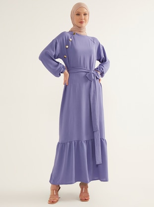 Crew neck - Lilac - Unlined - Crew neck - Unlined - Modest Dress - Womayy