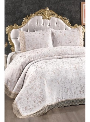 Cream - Coffee Brown - Bed Spread - Dowry World