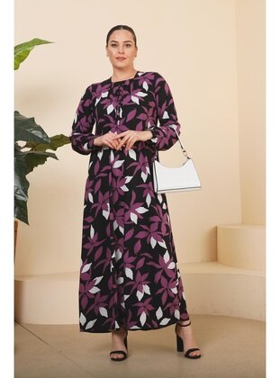 Lilac - Floral - Unlined - Plus Size Dress - Ferace
