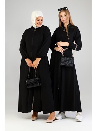 Black - Unlined - Plus Size Abaya - Ferace