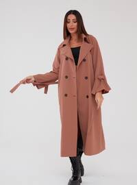 Tan - Fully Lined - Shawl Collar - Trench Coat