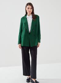 Green - Houndstooth - Fully Lined - Shawl Collar - Jacket