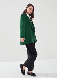 Green - Houndstooth - Fully Lined - Shawl Collar - Jacket