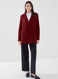 Red - Houndstooth - Fully Lined - Shawl Collar - Jacket