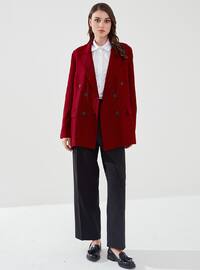 Red - Houndstooth - Fully Lined - Shawl Collar - Jacket
