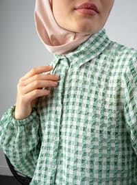 Green - Checkered - Point Collar - Tunic