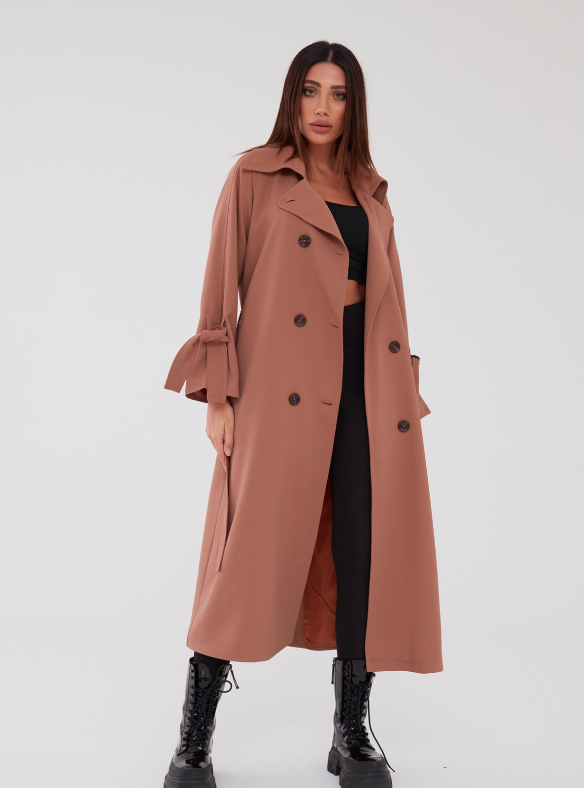 Tan - Fully Lined - Shawl Collar - Trench Coat