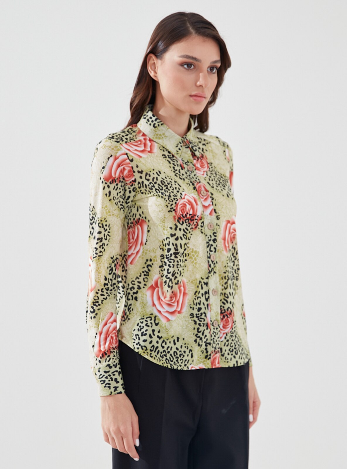 Pistachio Green - Multi - Cuban Collar - Blouses