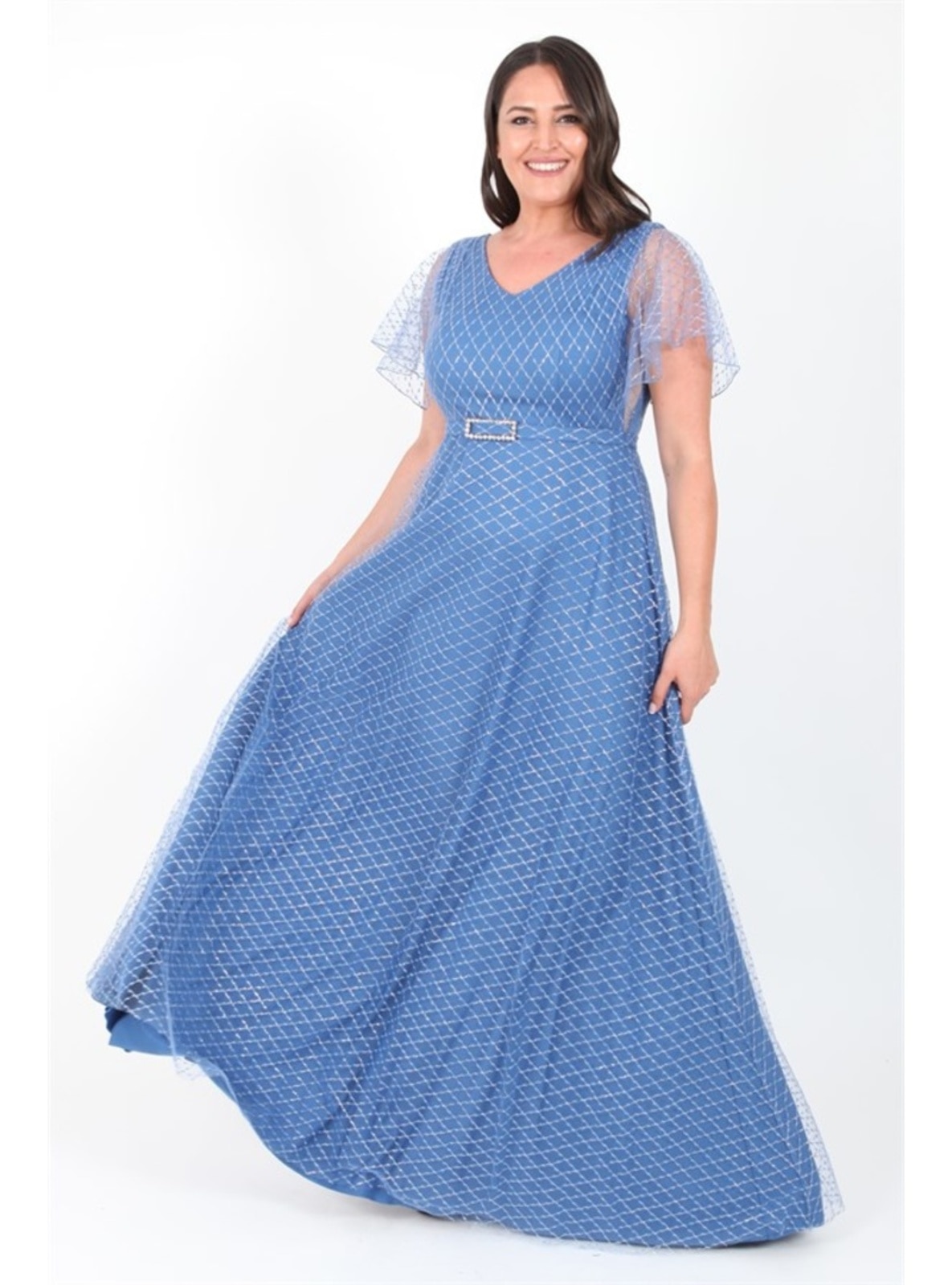 Buy BROWN PLUS SIZE A-LINE MIDI DRESS for Women Online in India