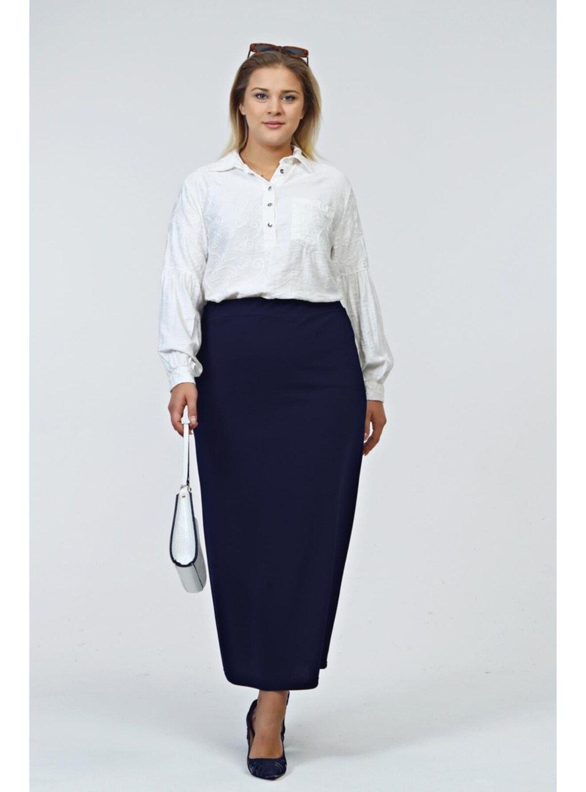 Navy Blue - Plus Size Skirt