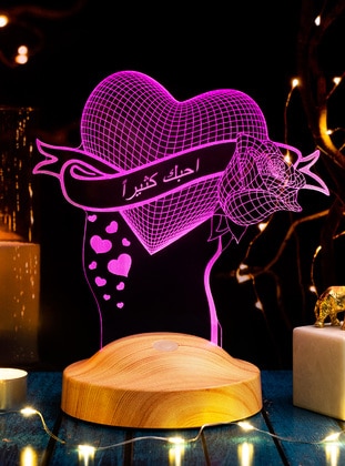 Gift for Valentine, Wife Rose and heart Themed Night Light, Valentine`s Day Gift 3D Led Lamp, Text in Arabic means: I love you so much 