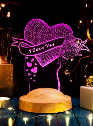 "Rose and heart Themed Night Light, Gift for Valentine, Wife, Valentine`s Day Gift 3D Led Lamp, Text in English means: I love you so much  "