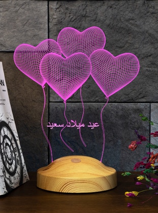 Birthday Gift, New Age Gift, 3D Hearts Led Night Light, 3D Led Lamp, Text in Arabic means: Happy birthday