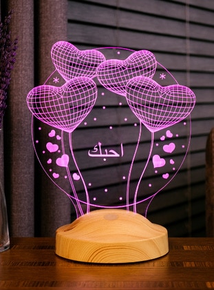 Valentine`s Day Gift, Valentine`s Day, Wife`s Gift, Gift, 3D Balloon Hearts Led Lamp, Text in Arabic means: I Love You