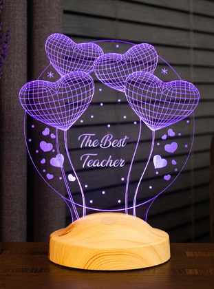 Teacher`s Day Gift, Gift For Teacher 3D Balloon Hearts Led Lamp, Text in English means: The Best Teacher