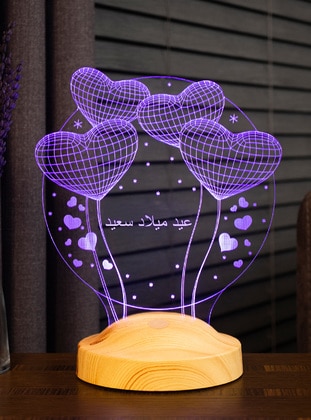 Birthday Gift, Birthday Party Gift, Gift 3D Balloon Hearts Led Lamp, Text in Arabic means: Happy Birthday