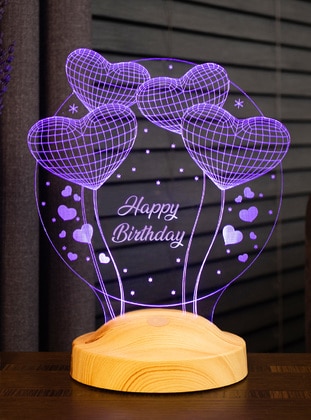 Birthday Gift, Birthday Party Gift, Gift 3D Balloon Hearts Led Lamp, Text in English means: Happy Birthday