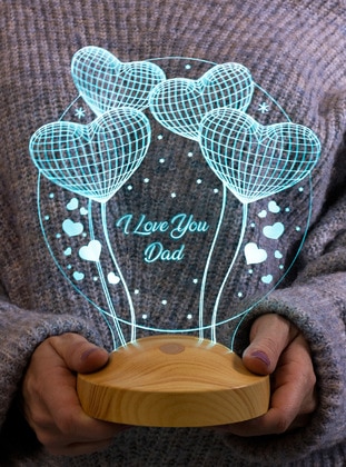 Father`s Day Gift, Father`s Gift, My Dear Dad`s Gift 3D Balloon Hearts Led Lamp, Text in English means: My Dear Dad