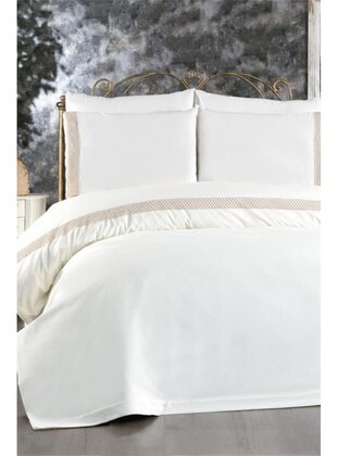 Cream - Coffee Brown - Double Duvet Covers - Dowry World