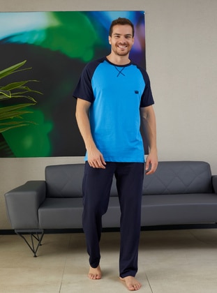 Saxe Blue - Pyjama Set - Siyah inci