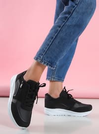 Black - Sport - Faux Leather - Sports Shoes