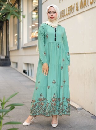 Sea Green - Multi - Modest Dress - ZENANE
