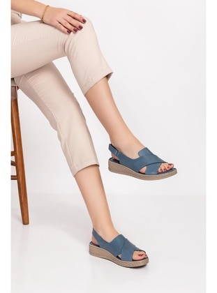 Dark Blue - Sandal - Sandal - Artı Artı Ayakkabı