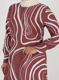 Dusty Rose - Floral - Crew neck - Plus Size Tunic