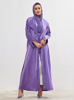 Light purple - Unlined - V neck Collar - Abaya - AL SHEIKHA