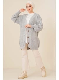 Grey - Knit Cardigan