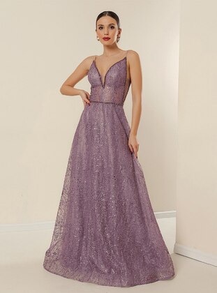 Fully Lined - Lilac - Evening Dresses - By Saygı