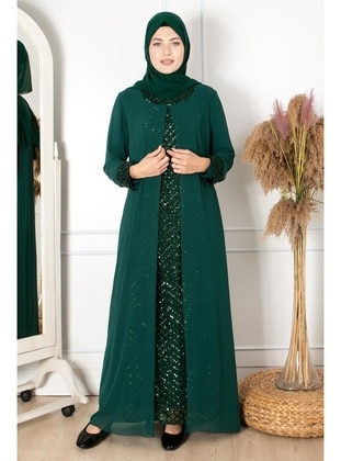 MFA Moda Emerald Modest Plus Size Evening Dress