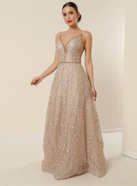 Fully Lined - Beige - Evening Dresses