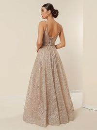 Fully Lined - Beige - Evening Dresses