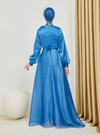 Blue - Fully Lined - Crew neck - 500gr - Modest Evening Dress